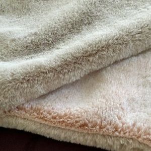 Restoration Hardware two-tone faux-fur zippered lumbar pillow cases (x2)